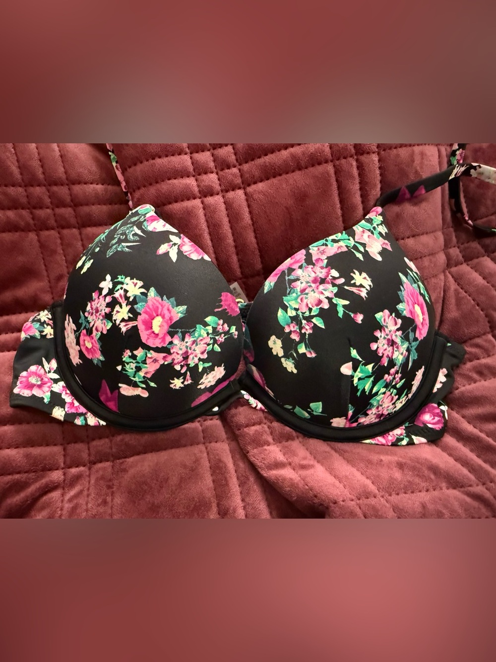 Victoria's Secret Bombshell Floral Bikini Top 32A Push-Up Swim Top